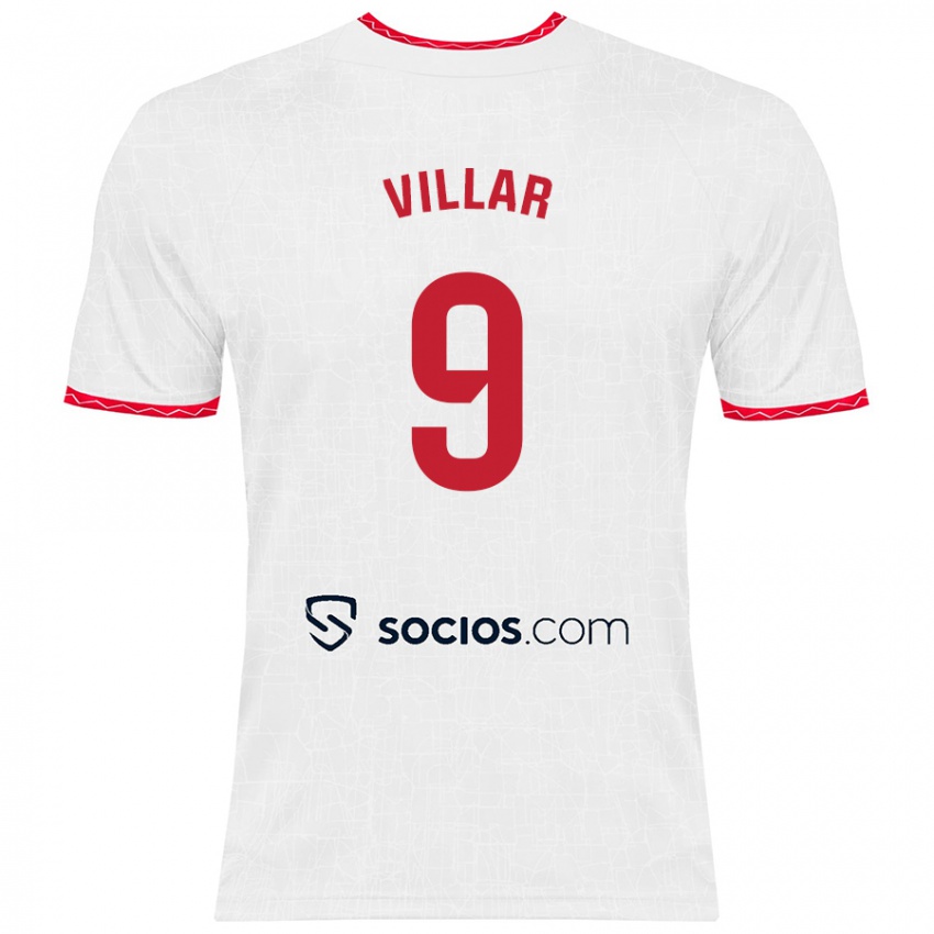 Kinder Iker Villar #9 Weiß Rot Heimtrikot Trikot 2024/25 T-Shirt Belgien