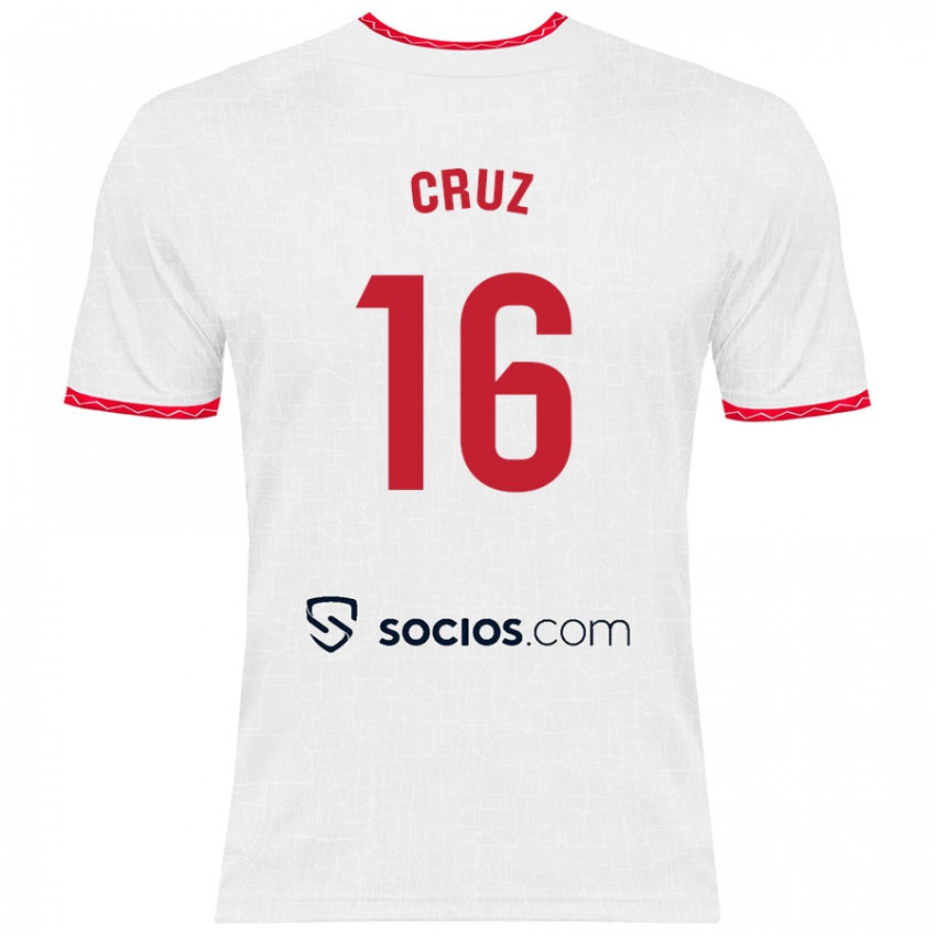 Enfant Maillot Jesús Cruz #16 Blanc Rouge Tenues Domicile 2024/25 T-Shirt Belgique