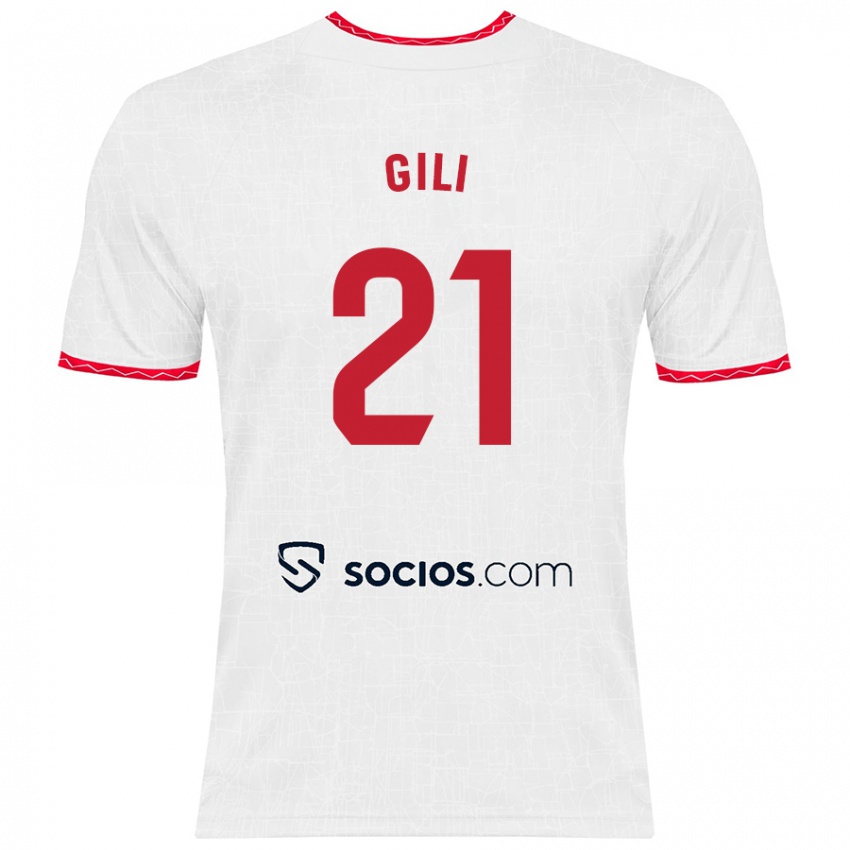 Enfant Maillot Gemma Gili #21 Blanc Rouge Tenues Domicile 2024/25 T-Shirt Belgique