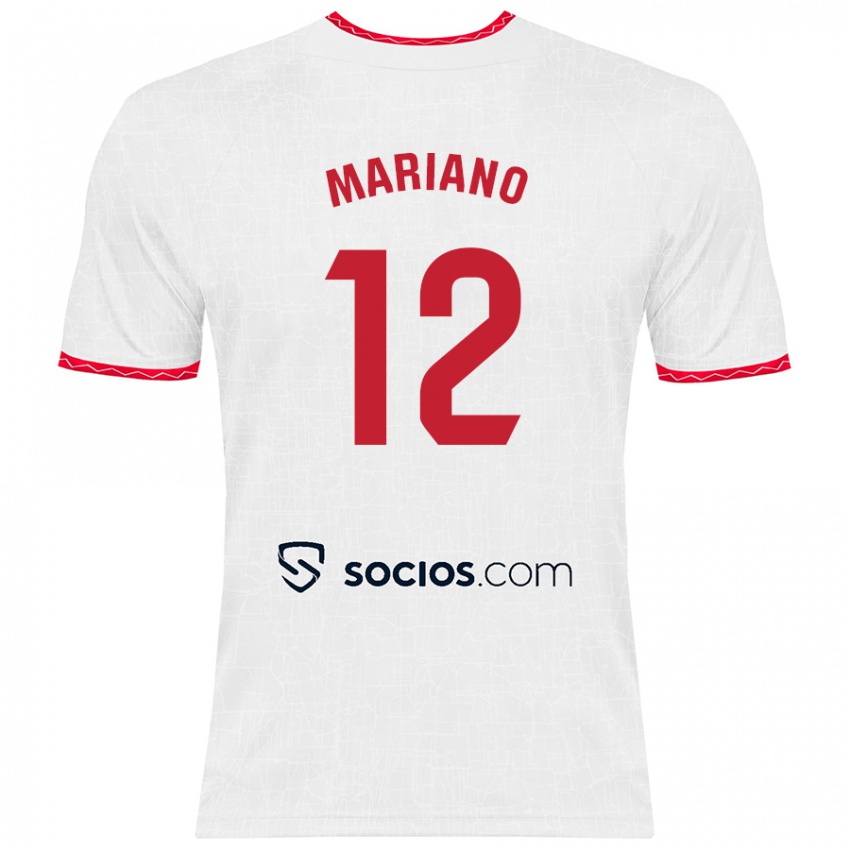 Enfant Maillot Mariano Diaz #12 Blanc Rouge Tenues Domicile 2024/25 T-Shirt Belgique