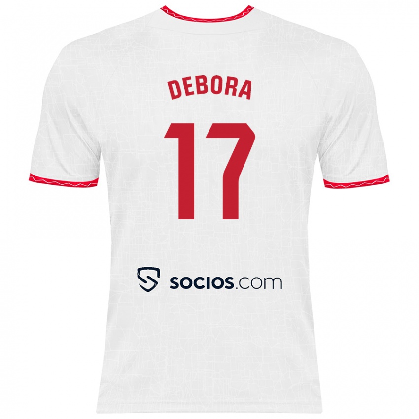 Enfant Maillot Débora García Mateo #17 Blanc Rouge Tenues Domicile 2024/25 T-Shirt Belgique