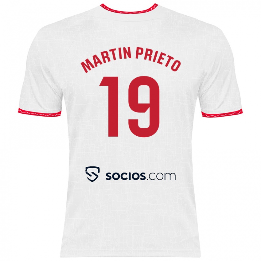 Enfant Maillot Cristina Martín-Prieto Gutiérrez #19 Blanc Rouge Tenues Domicile 2024/25 T-Shirt Belgique