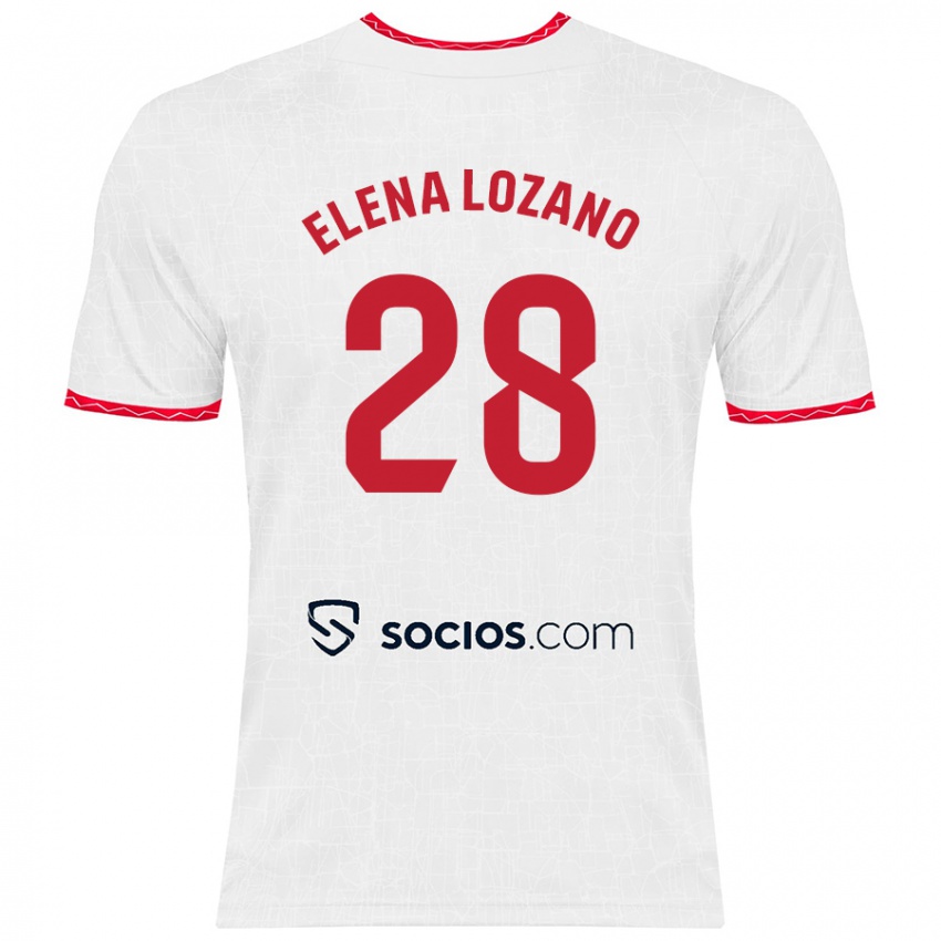 Enfant Maillot Elena Lozano Gallego #28 Blanc Rouge Tenues Domicile 2024/25 T-Shirt Belgique