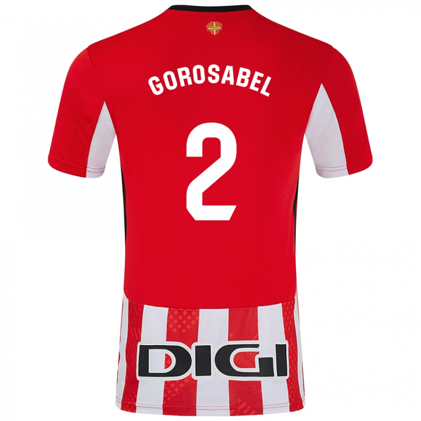 Enfant Maillot Andoni Gorosabel #2 Rouge Blanc Tenues Domicile 2024/25 T-Shirt Belgique