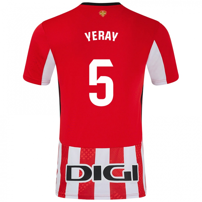 Enfant Maillot Yeray Álvarez #5 Rouge Blanc Tenues Domicile 2024/25 T-Shirt Belgique