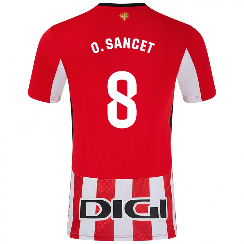 Enfant Maillot Oihan Sancet #8 Rouge Blanc Tenues Domicile 2024/25 T-Shirt Belgique