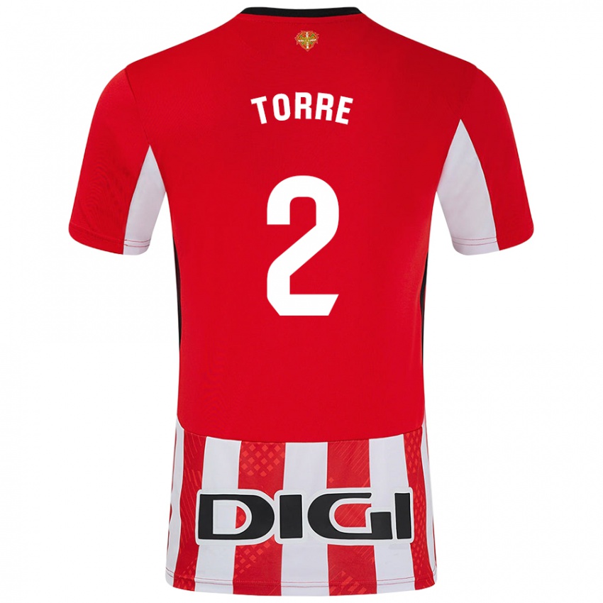 Enfant Maillot Maddi Torre #2 Rouge Blanc Tenues Domicile 2024/25 T-Shirt Belgique