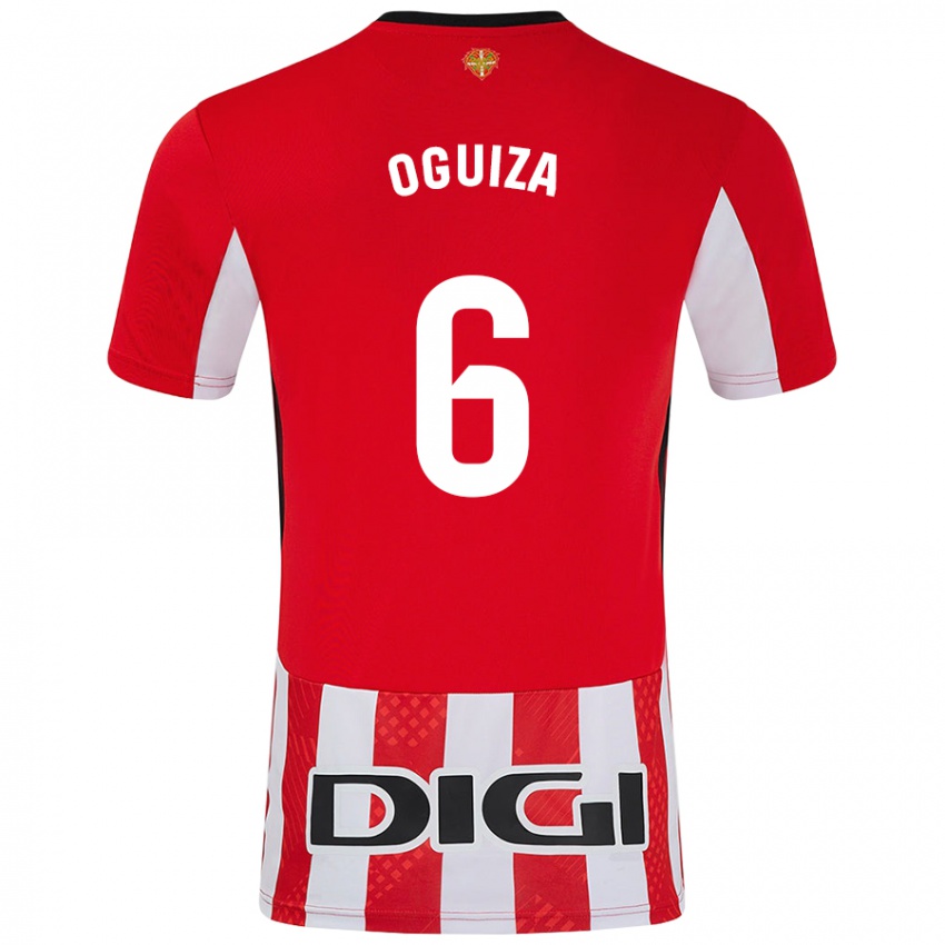 Enfant Maillot Irene Oguiza Martínez #6 Rouge Blanc Tenues Domicile 2024/25 T-Shirt Belgique