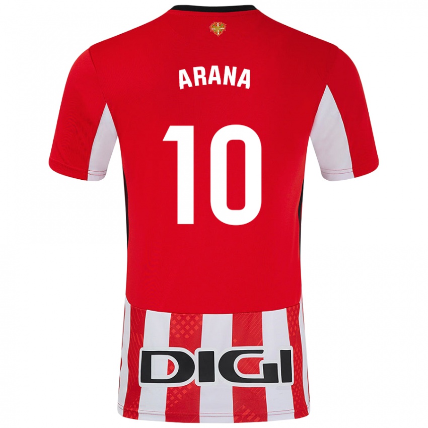 Enfant Maillot Paula Arana Montes #10 Rouge Blanc Tenues Domicile 2024/25 T-Shirt Belgique