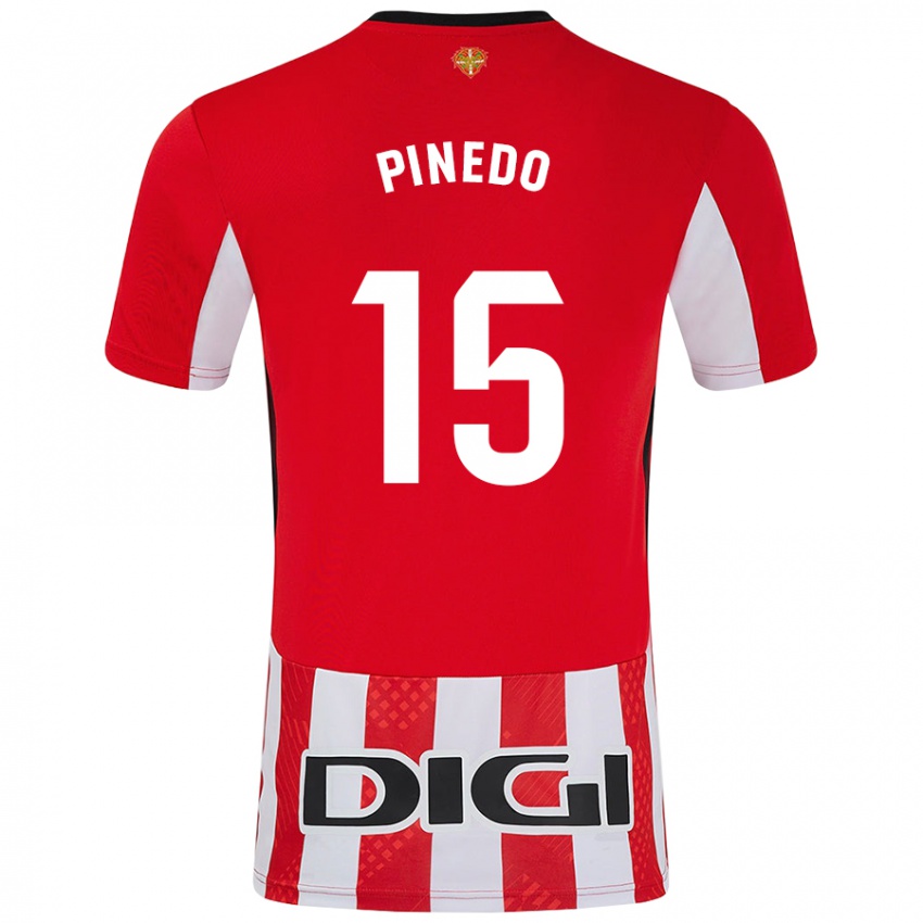 Enfant Maillot Clara Pinedo Castresana #15 Rouge Blanc Tenues Domicile 2024/25 T-Shirt Belgique