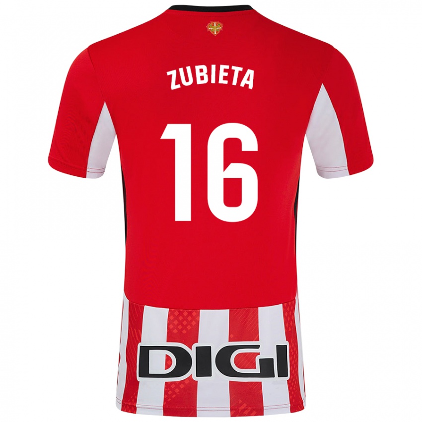 Enfant Maillot Maite Zubieta Arambarri #16 Rouge Blanc Tenues Domicile 2024/25 T-Shirt Belgique