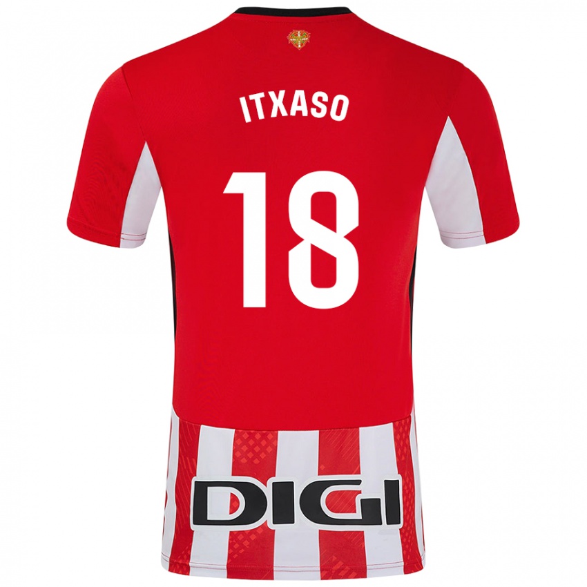 Enfant Maillot Itxaso Uriarte Santamaria #18 Rouge Blanc Tenues Domicile 2024/25 T-Shirt Belgique