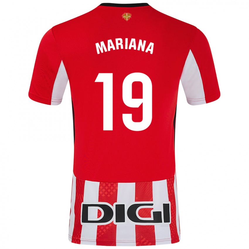 Enfant Maillot Mariana #19 Rouge Blanc Tenues Domicile 2024/25 T-Shirt Belgique