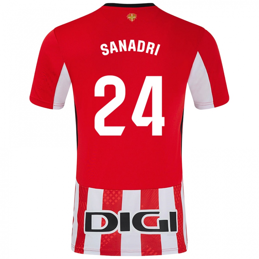 Enfant Maillot Sanadri #24 Rouge Blanc Tenues Domicile 2024/25 T-Shirt Belgique