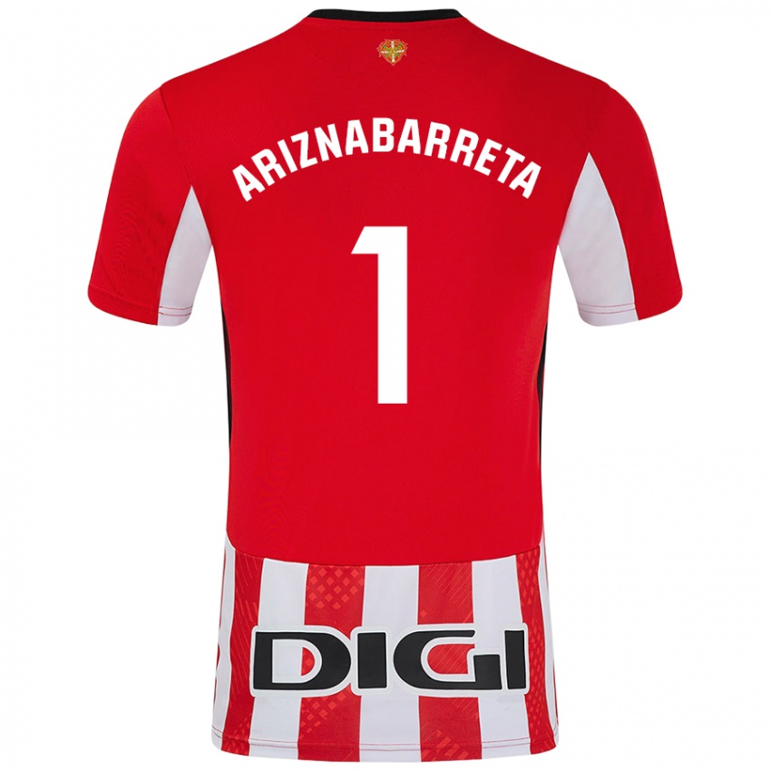 Enfant Maillot Oier Ariznabarreta #1 Rouge Blanc Tenues Domicile 2024/25 T-Shirt Belgique