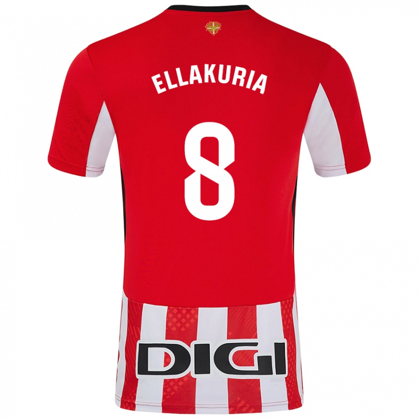 Enfant Maillot Eneko Ellakuria #8 Rouge Blanc Tenues Domicile 2024/25 T-Shirt Belgique