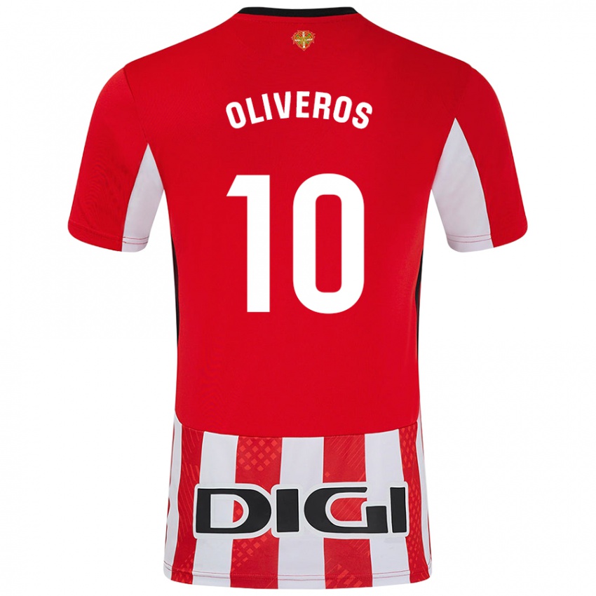 Enfant Maillot Aimar Oliveros #10 Rouge Blanc Tenues Domicile 2024/25 T-Shirt Belgique