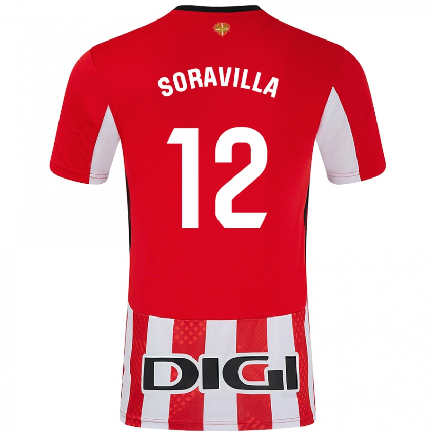 Enfant Maillot Ander Soravilla #12 Rouge Blanc Tenues Domicile 2024/25 T-Shirt Belgique