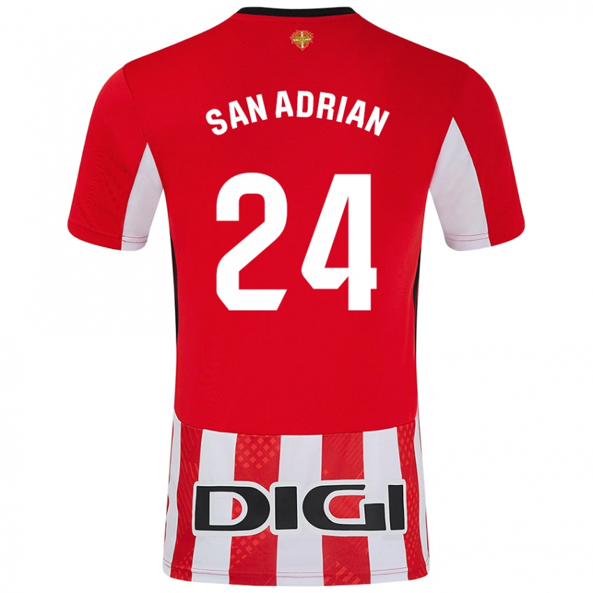 Enfant Maillot Marta San Adrián Rocandio #24 Rouge Blanc Tenues Domicile 2024/25 T-Shirt Belgique