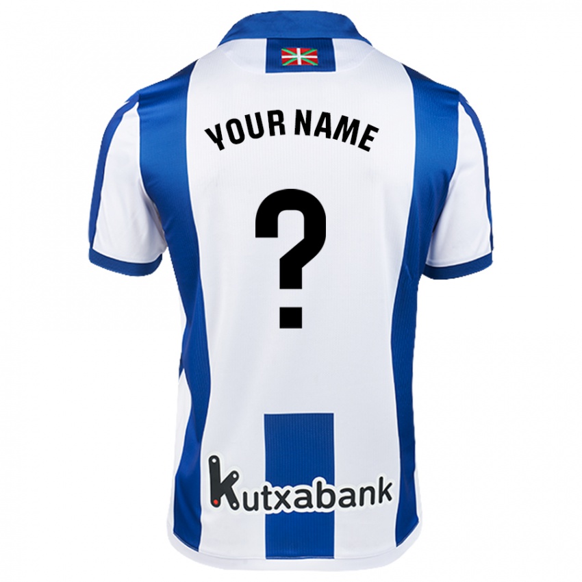 Kinderen Uw Naam #0 Wit Blauw Thuisshirt Thuistenue 2024/25 T-Shirt België