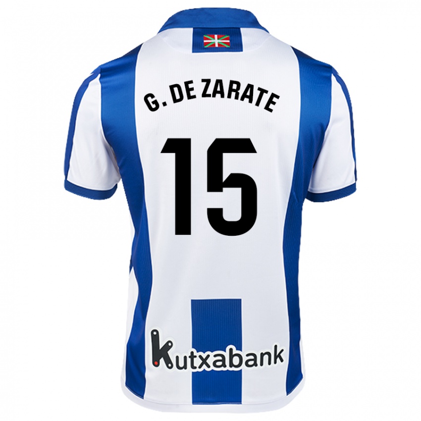 Enfant Maillot Urko González De Zarate #15 Blanc Bleu Tenues Domicile 2024/25 T-Shirt Belgique