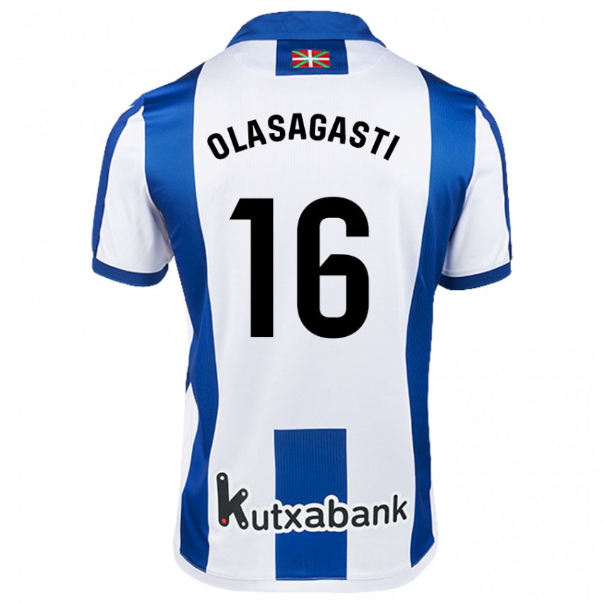 Kinderen Jon Ander Olasagasti #16 Wit Blauw Thuisshirt Thuistenue 2024/25 T-Shirt België