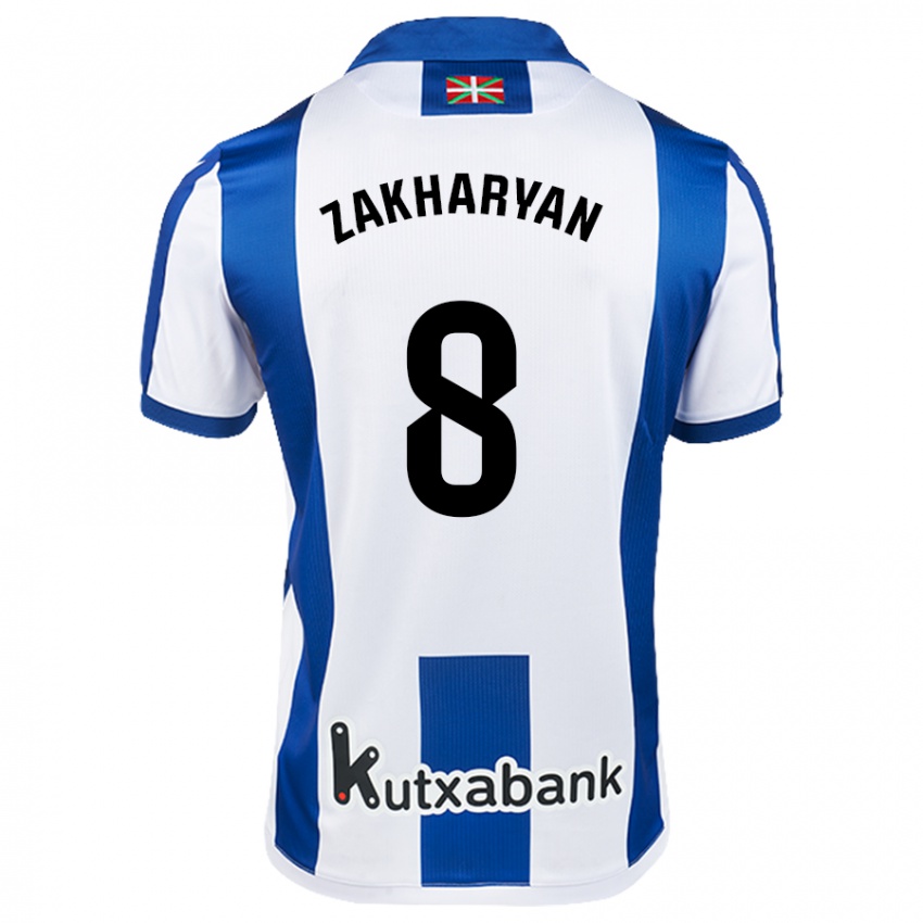 Kinderen Arsen Zakharyan #8 Wit Blauw Thuisshirt Thuistenue 2024/25 T-Shirt België