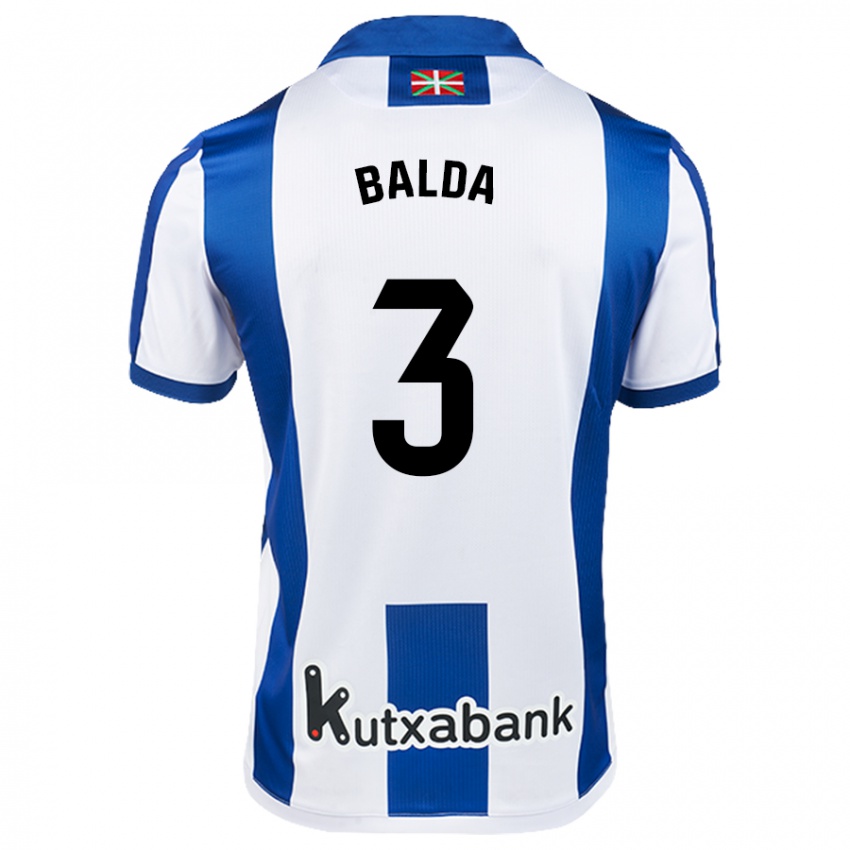 Enfant Maillot Jon Balda #3 Blanc Bleu Tenues Domicile 2024/25 T-Shirt Belgique