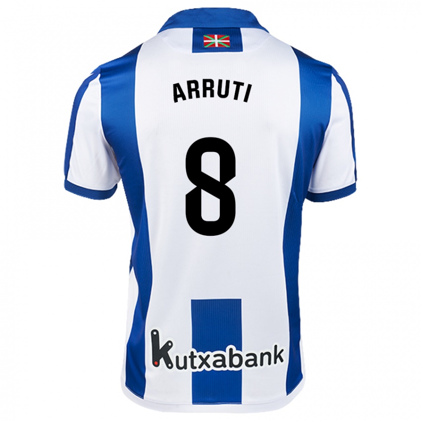 Enfant Maillot Martín Arruti #8 Blanc Bleu Tenues Domicile 2024/25 T-Shirt Belgique