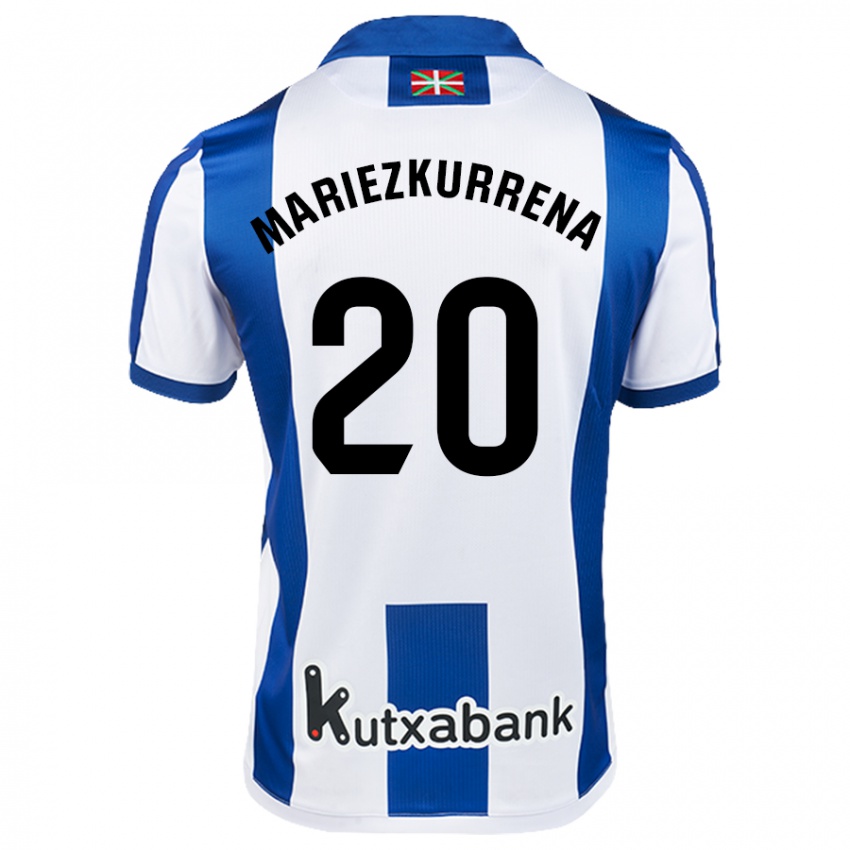 Enfant Maillot Arkaitz Mariezkurrena #20 Blanc Bleu Tenues Domicile 2024/25 T-Shirt Belgique