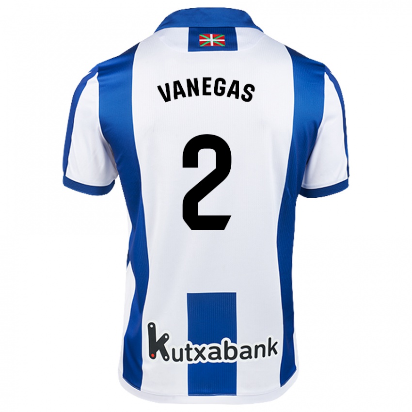 Enfant Maillot Manuela Vanegas Cataño #2 Blanc Bleu Tenues Domicile 2024/25 T-Shirt Belgique