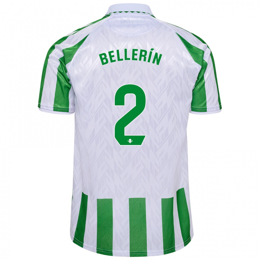 Enfant Maillot Hector Bellerin #2 Rayures Vertes Et Blanches Tenues Domicile 2024/25 T-Shirt Belgique