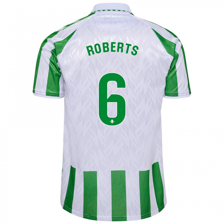 Enfant Maillot Rhiannon Roberts #6 Rayures Vertes Et Blanches Tenues Domicile 2024/25 T-Shirt Belgique