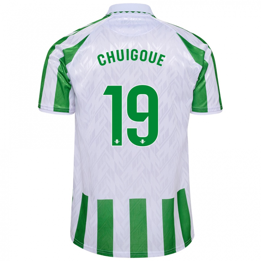 Kinder Dorine Chuigoué #19 Grün Weiße Streifen Heimtrikot Trikot 2024/25 T-Shirt Belgien