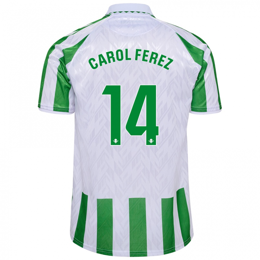 Kinder Carolina Férez Méndez #14 Grün Weiße Streifen Heimtrikot Trikot 2024/25 T-Shirt Belgien