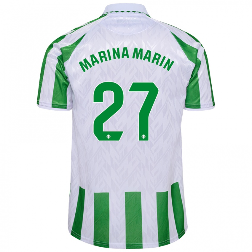 Kinder Marina Marín #27 Grün Weiße Streifen Heimtrikot Trikot 2024/25 T-Shirt Belgien