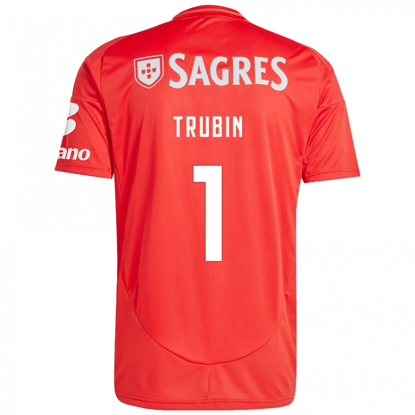 Enfant Maillot Anatoliy Trubin #1 Rouge Blanc Tenues Domicile 2024/25 T-Shirt Belgique