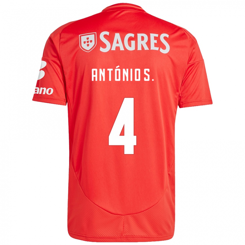 Enfant Maillot António Silva #4 Rouge Blanc Tenues Domicile 2024/25 T-Shirt Belgique