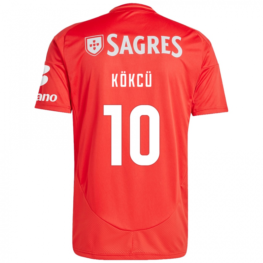 Enfant Maillot Orkun Kökcü #10 Rouge Blanc Tenues Domicile 2024/25 T-Shirt Belgique