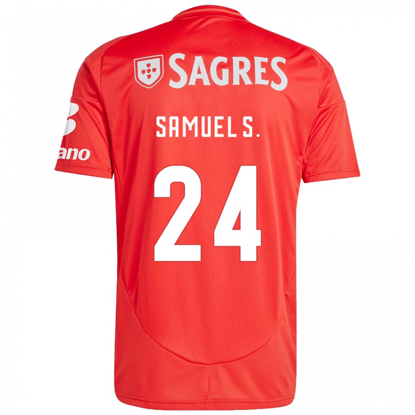 Enfant Maillot Samuel Soares #24 Rouge Blanc Tenues Domicile 2024/25 T-Shirt Belgique