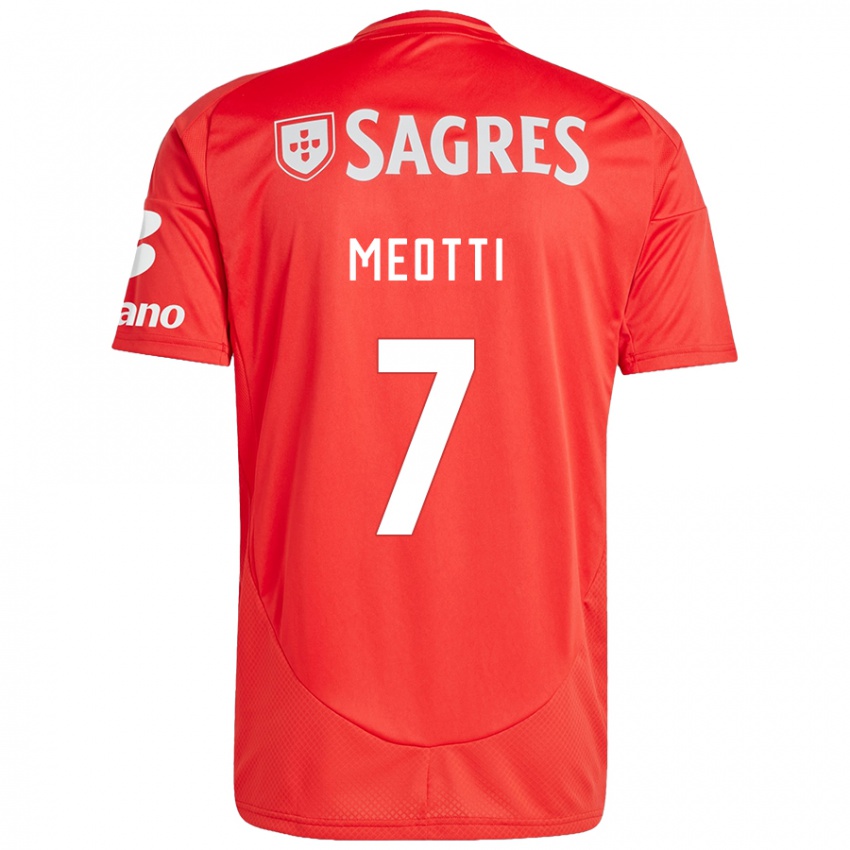 Enfant Maillot Carlos Meotti #7 Rouge Blanc Tenues Domicile 2024/25 T-Shirt Belgique