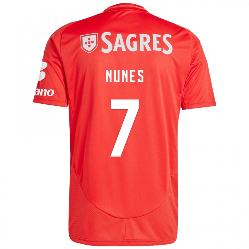 Enfant Maillot Bernardo Nunes #7 Rouge Blanc Tenues Domicile 2024/25 T-Shirt Belgique