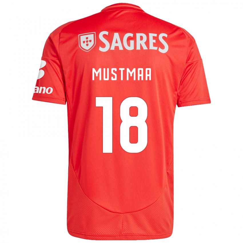 Enfant Maillot Karel Mustmaa #18 Rouge Blanc Tenues Domicile 2024/25 T-Shirt Belgique