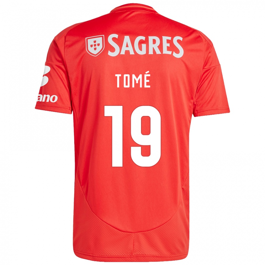 Enfant Maillot Olivio Tomé #19 Rouge Blanc Tenues Domicile 2024/25 T-Shirt Belgique