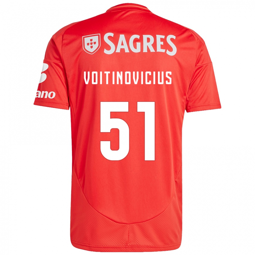 Enfant Maillot Arnas Voitinovicius #51 Rouge Blanc Tenues Domicile 2024/25 T-Shirt Belgique