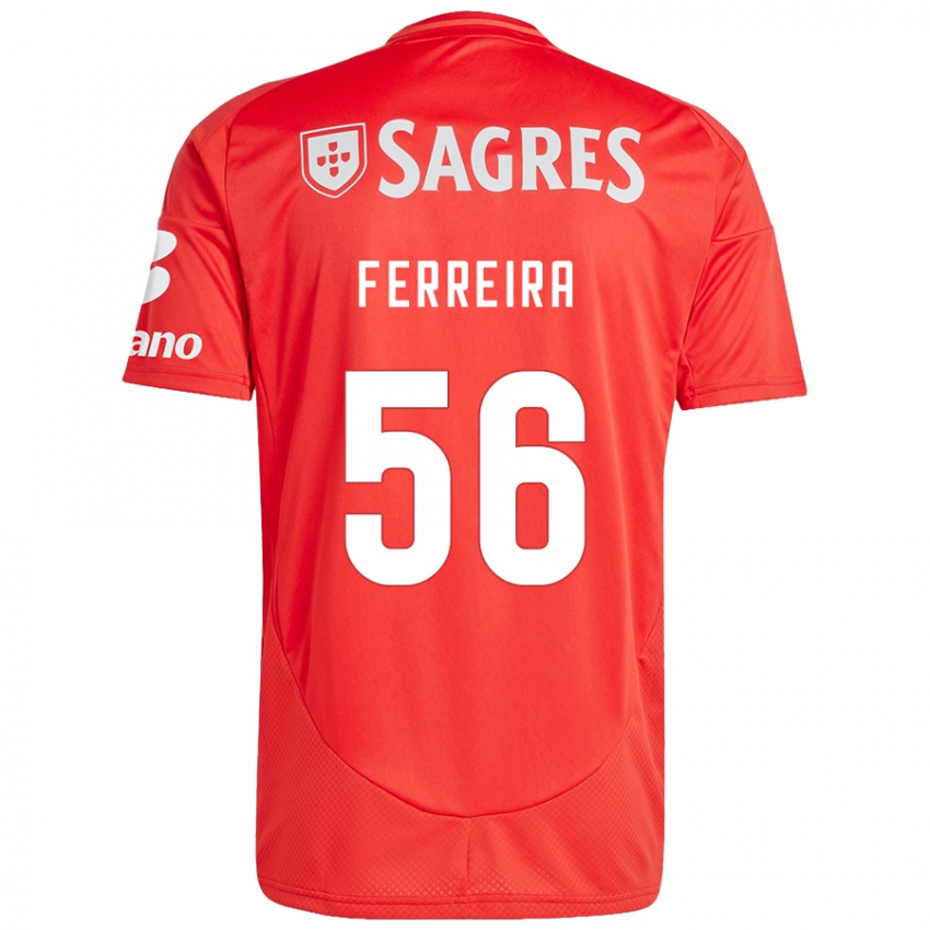 Enfant Maillot Martim Ferreira #56 Rouge Blanc Tenues Domicile 2024/25 T-Shirt Belgique