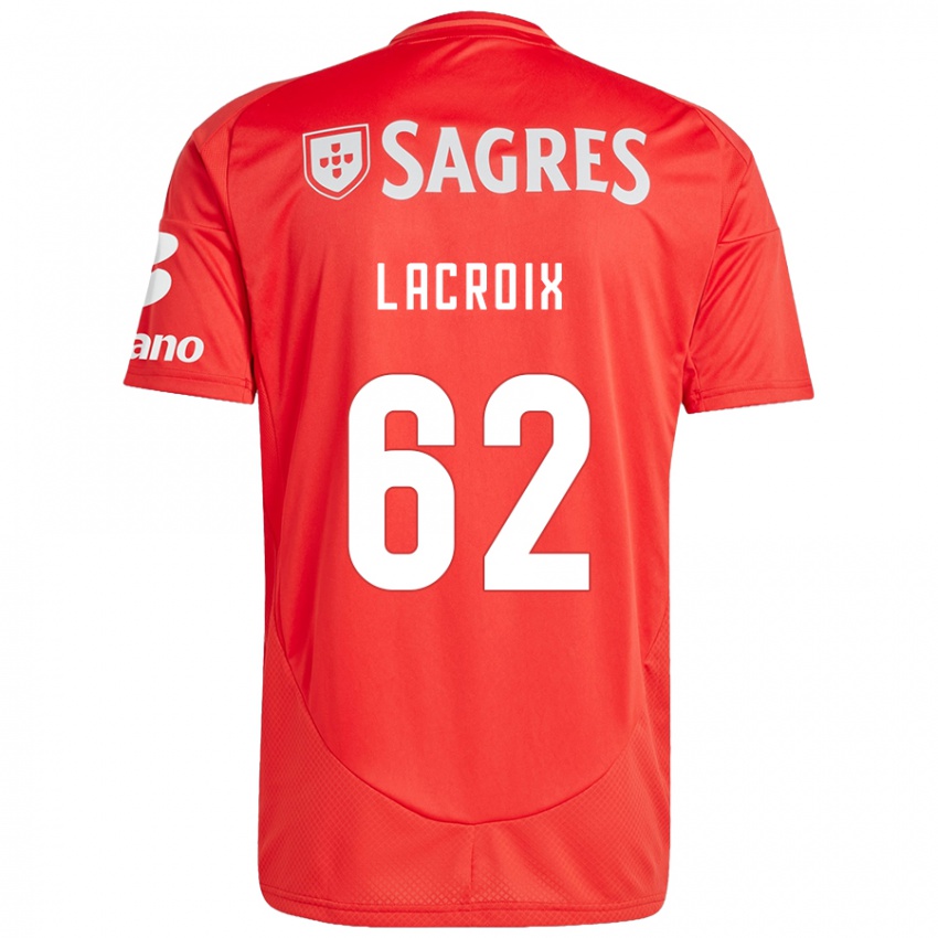 Enfant Maillot Lenny Lacroix #62 Rouge Blanc Tenues Domicile 2024/25 T-Shirt Belgique