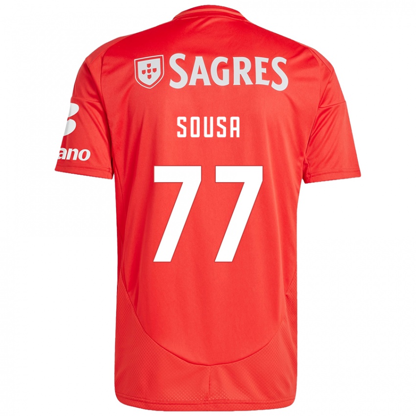 Enfant Maillot Gerson Sousa #77 Rouge Blanc Tenues Domicile 2024/25 T-Shirt Belgique