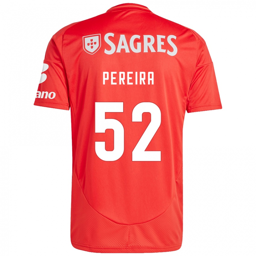 Enfant Maillot Henrique Pereira #52 Rouge Blanc Tenues Domicile 2024/25 T-Shirt Belgique