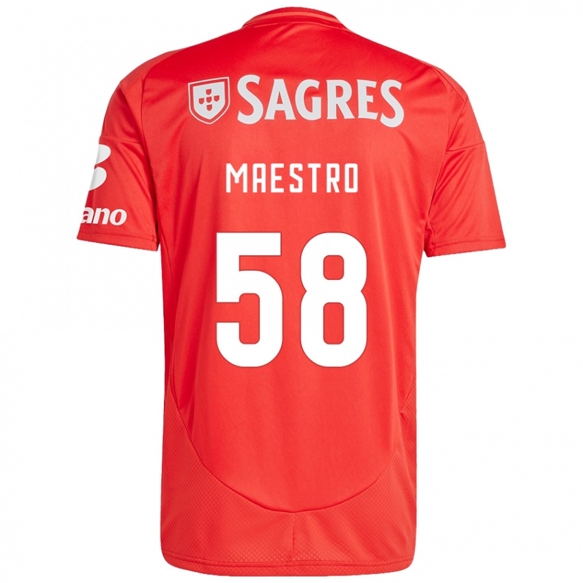 Enfant Maillot Maestro #58 Rouge Blanc Tenues Domicile 2024/25 T-Shirt Belgique